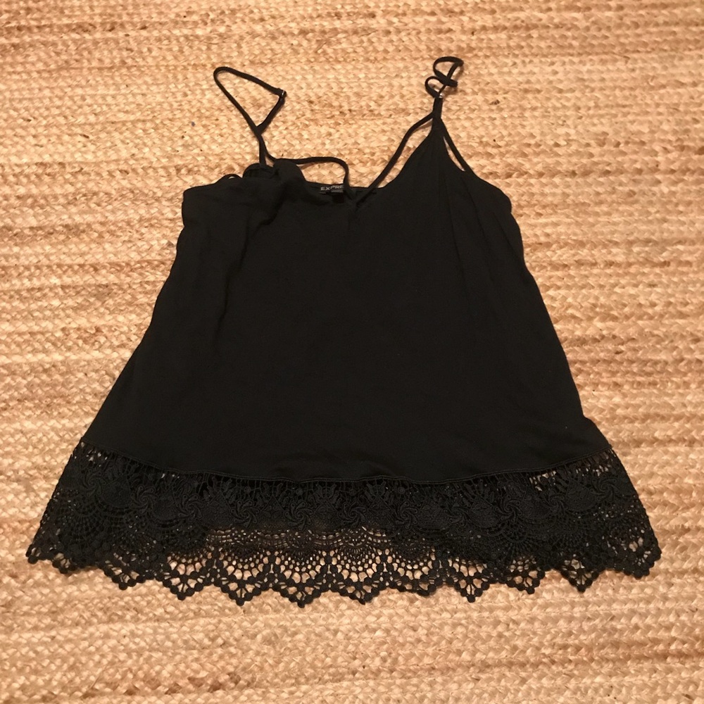 Black tank top with lace bottom